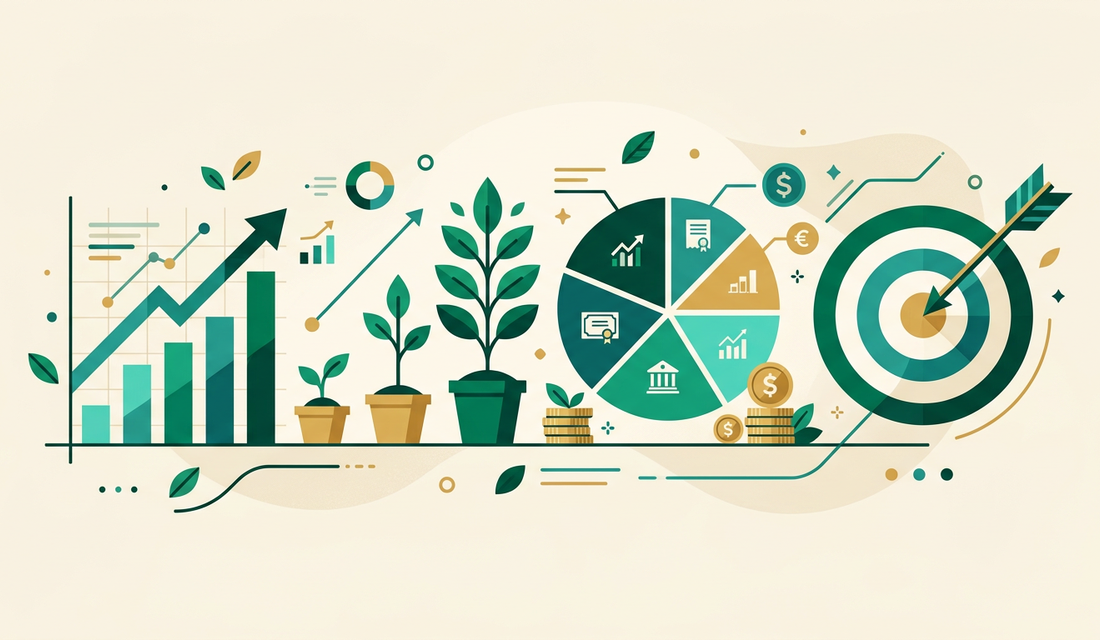 Illustration of investment growth, diversification and long-term planning